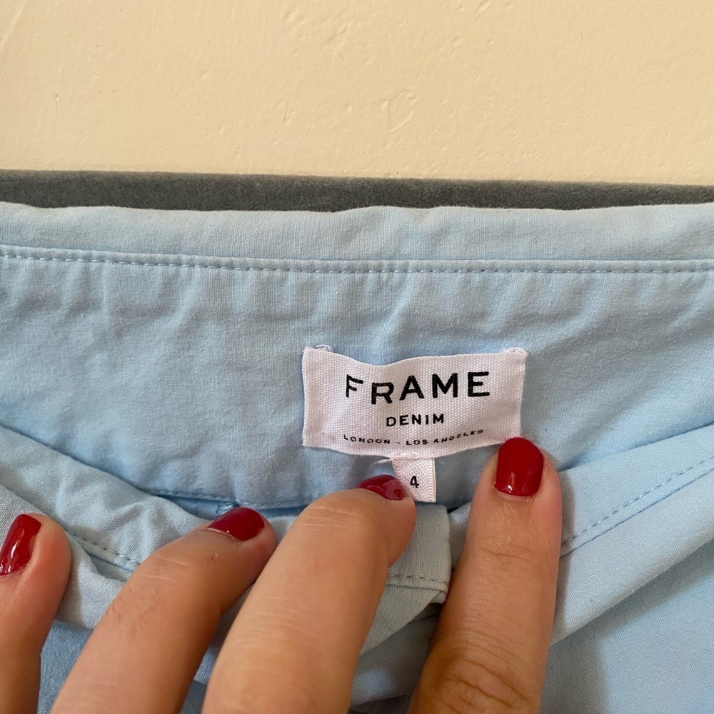 Frame Denim London Los Angeles Foldover Baby Blue Trousers Size 4 - Picture 3 of 8
